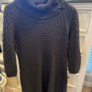 Calvin Klein Textured Black Cowl Neck Sweater Dress